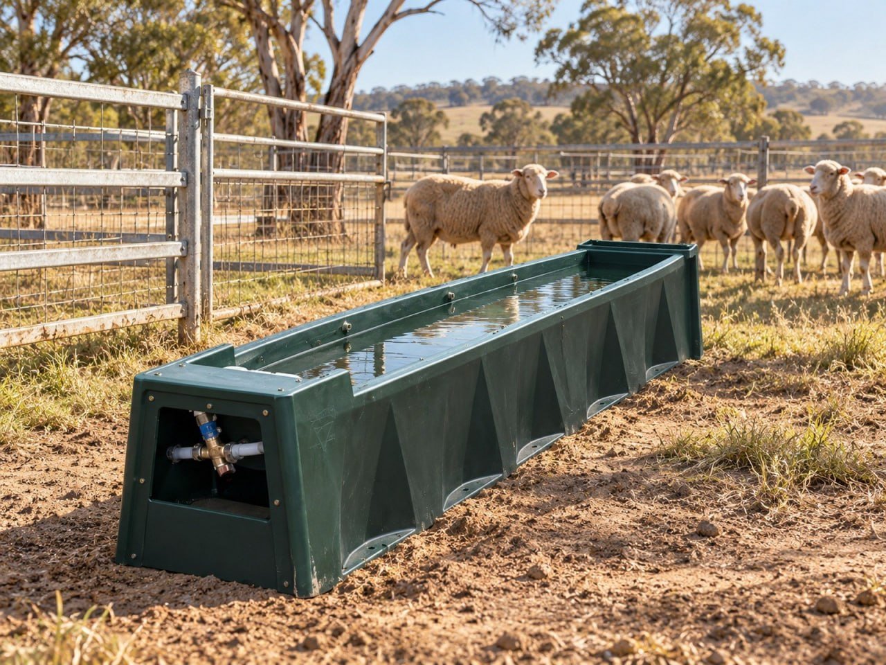 A SATURN trough in a sheep yard